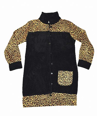 Moyra Caprice Χειμερινή Γυναικεία Fleece Ρόμπα Λεοπάρ 0001871